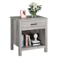 Grey Nightstands with Storage Drawer, Wood Night Stand Side Table for Bedroom Living Room Office