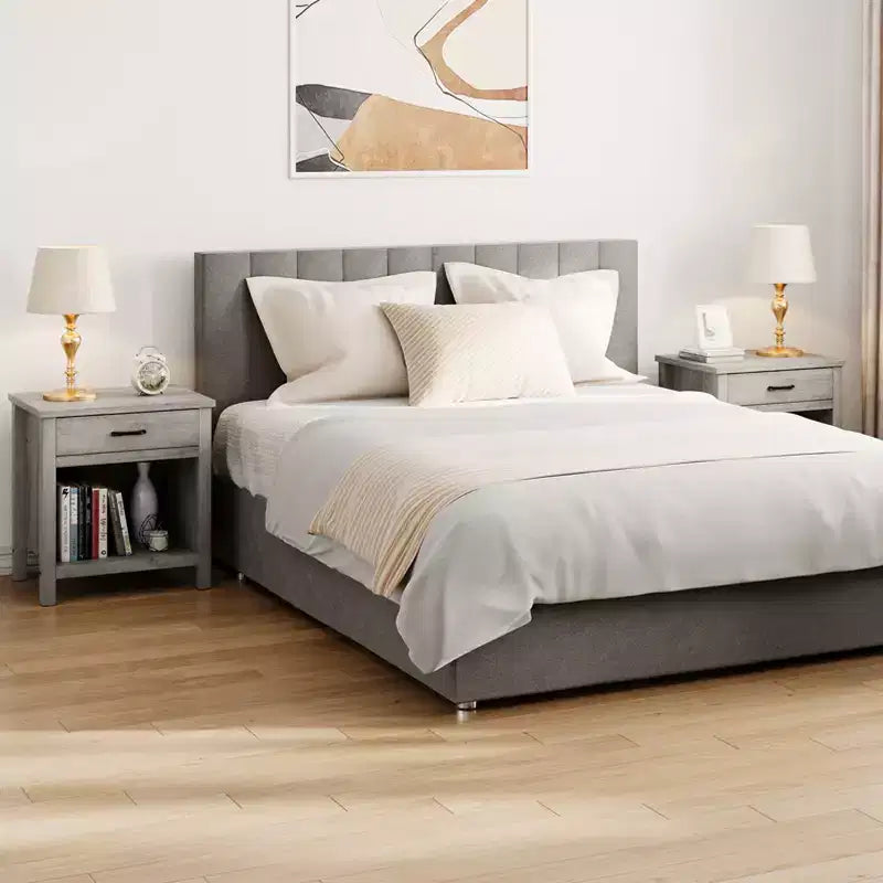 Tables de chevet grises avec tiroir de rangement, table d'appoint en bois pour chambre à coucher, salon, bureau