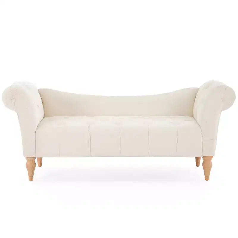 Banc en velours capitonné vintage avec accoudoirs arrondis – 154 cm de large, capacité de 136 kg