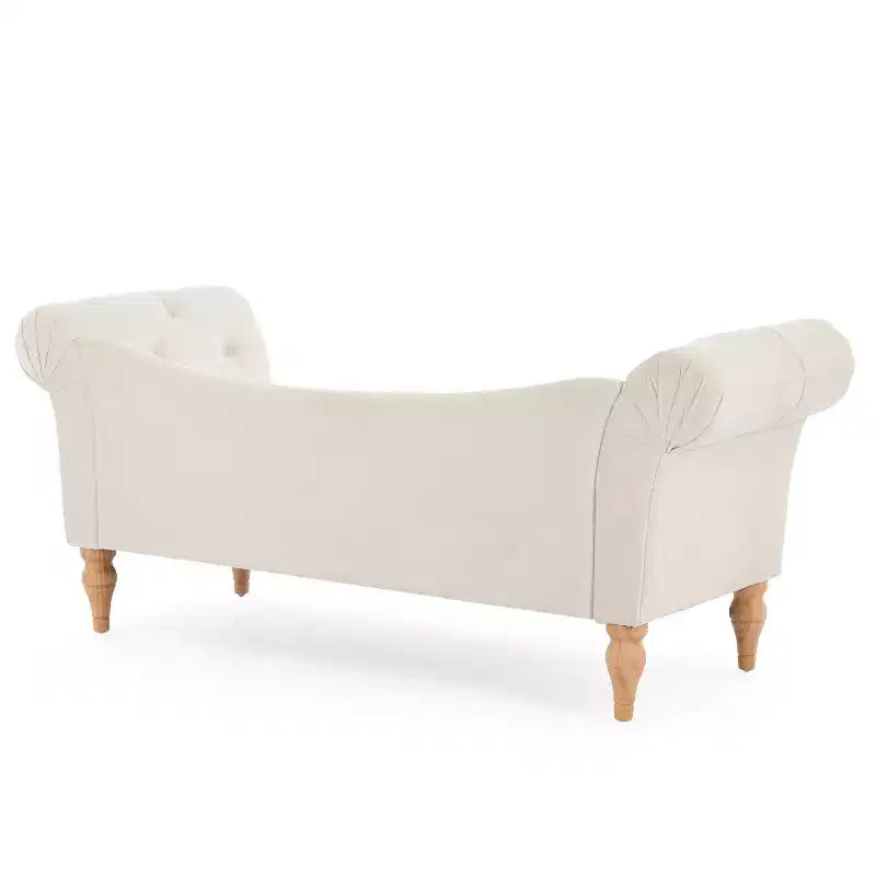 Banc en velours capitonné vintage avec accoudoirs arrondis – 154 cm de large, capacité de 136 kg