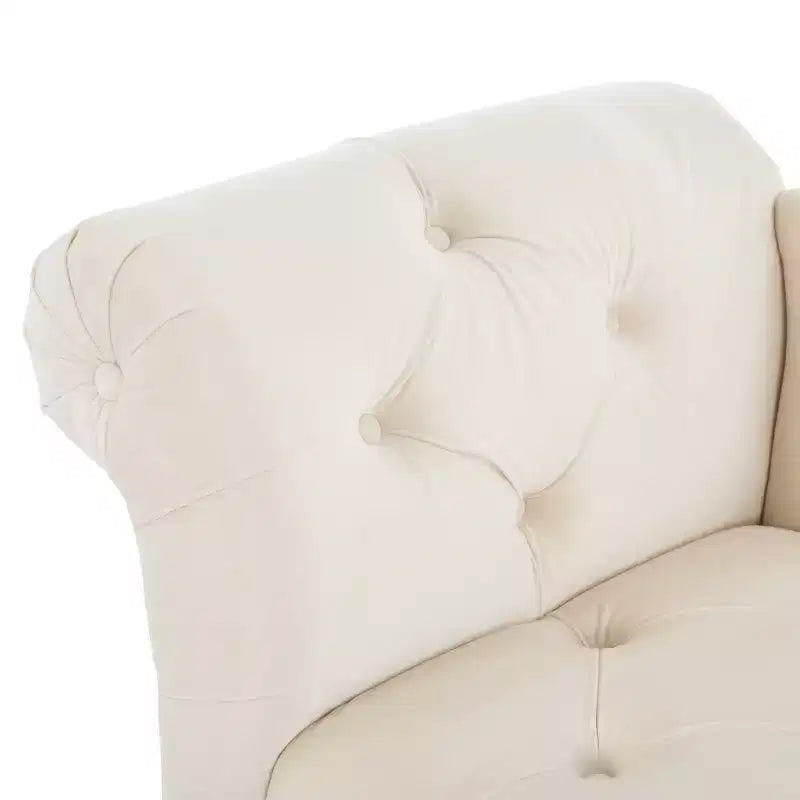 Banc en velours capitonné vintage avec accoudoirs arrondis – 154 cm de large, capacité de 136 kg
