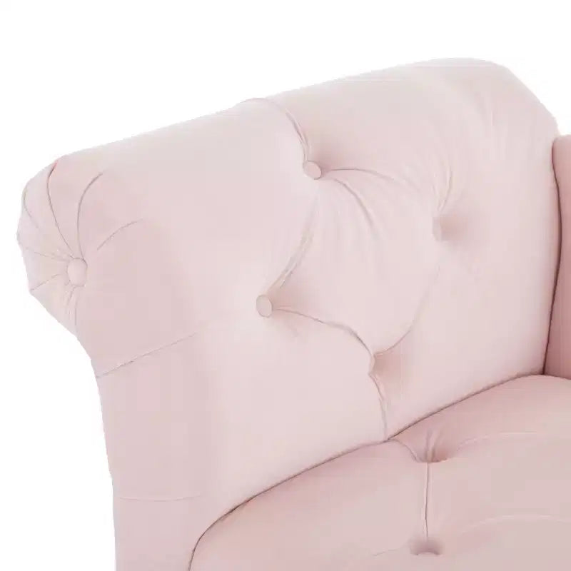 Banc en velours capitonné vintage avec accoudoirs arrondis – 154 cm de large, capacité de 136 kg