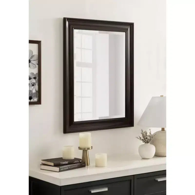 Miroir mural rectangulaire pour salle de bain – Cadre étagé Espresso, 23,25"L x 29,25"H