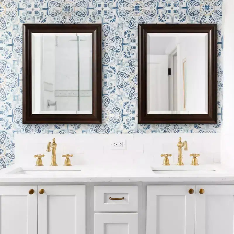 Miroir mural rectangulaire pour salle de bain – Cadre étagé Espresso, 23,25"L x 29,25"H