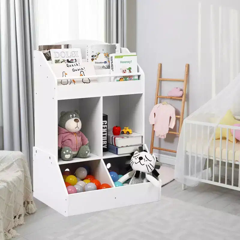 Étagère à livres pour enfants avec rangement de jouets, bibliothèque en bois pour tout-petits, chambres d'enfants et salles de jeux