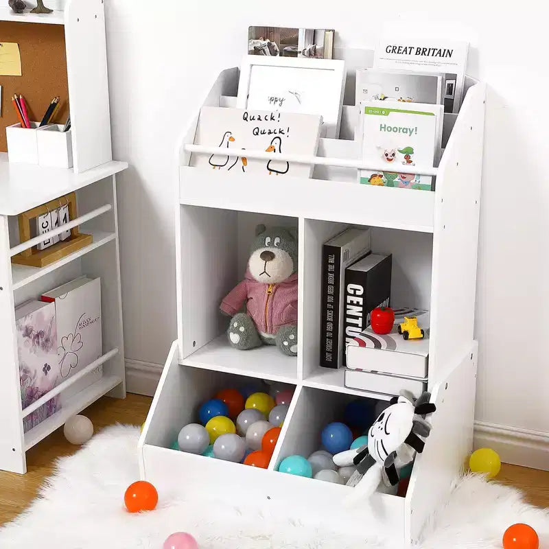 Étagère à livres pour enfants avec rangement de jouets, bibliothèque en bois pour tout-petits, chambres d'enfants et salles de jeux