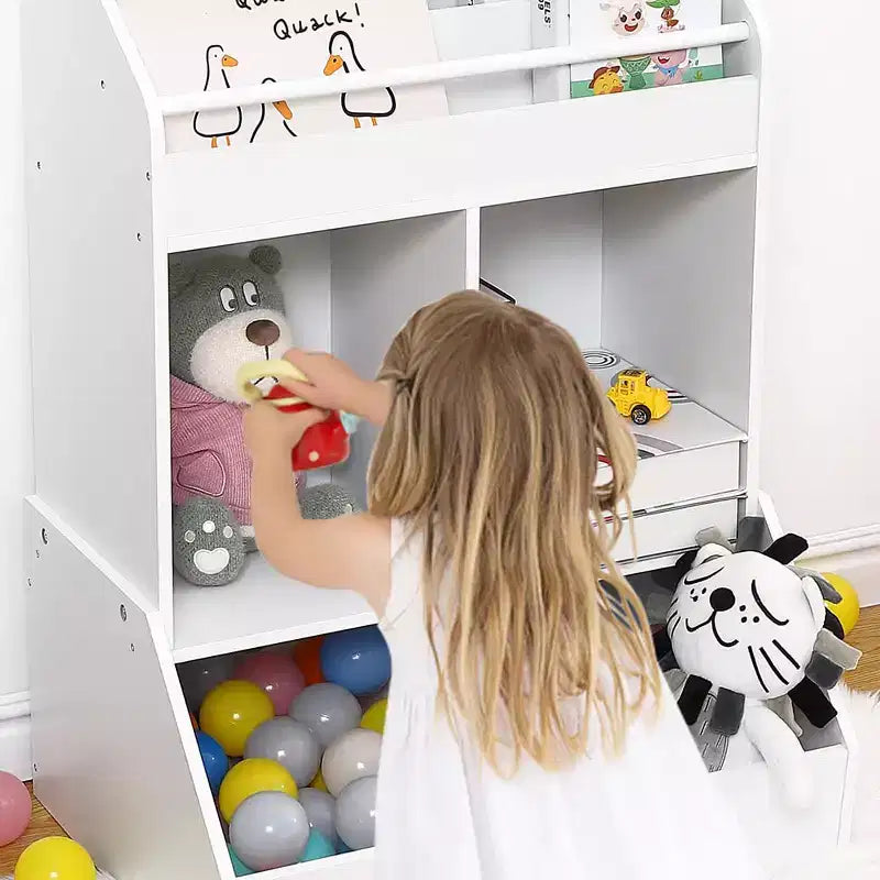 Étagère à livres pour enfants avec rangement de jouets, bibliothèque en bois pour tout-petits, chambres d'enfants et salles de jeux