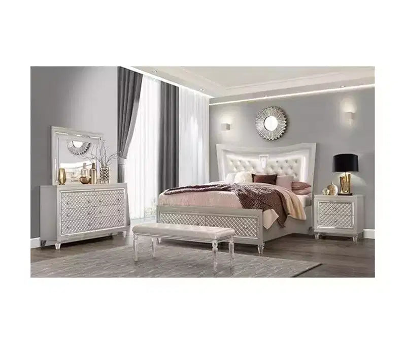 Miroir mural de chambre transitionnel couleur champagne – Cadre élégant, 152 cm H x 89 cm L