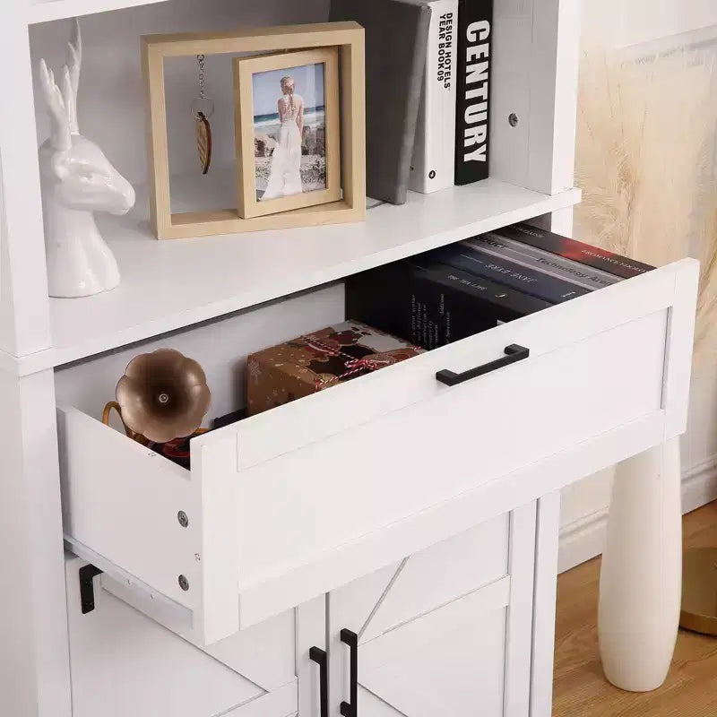 Bibliothèque de 183 cm du sol au plafond avec portes – 6 étagères, tiroirs, étagères réglables