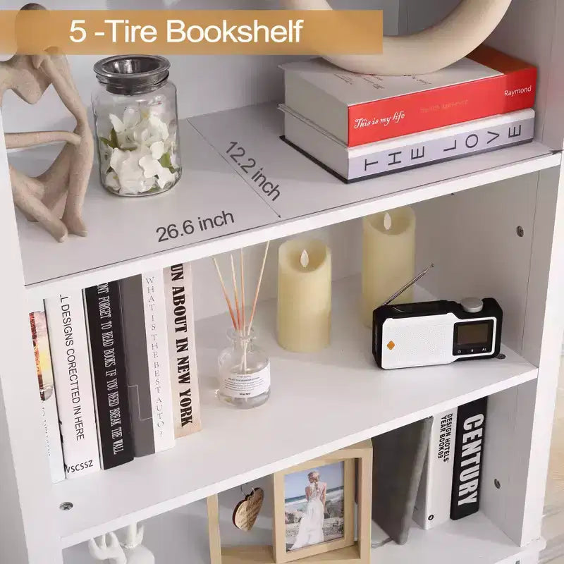 Bibliothèque de 183 cm du sol au plafond avec portes – 6 étagères, tiroirs, étagères réglables