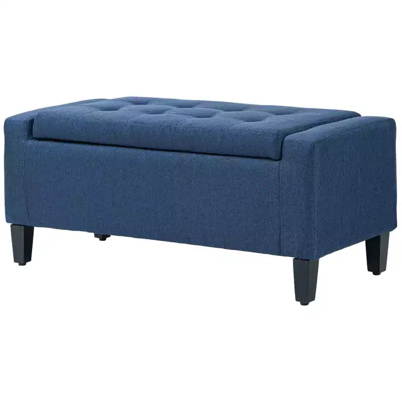 Upholstered Storage Ottoman Bench, Button Tufted Ottoman with Hidden Storage, Lift Top for Living Room