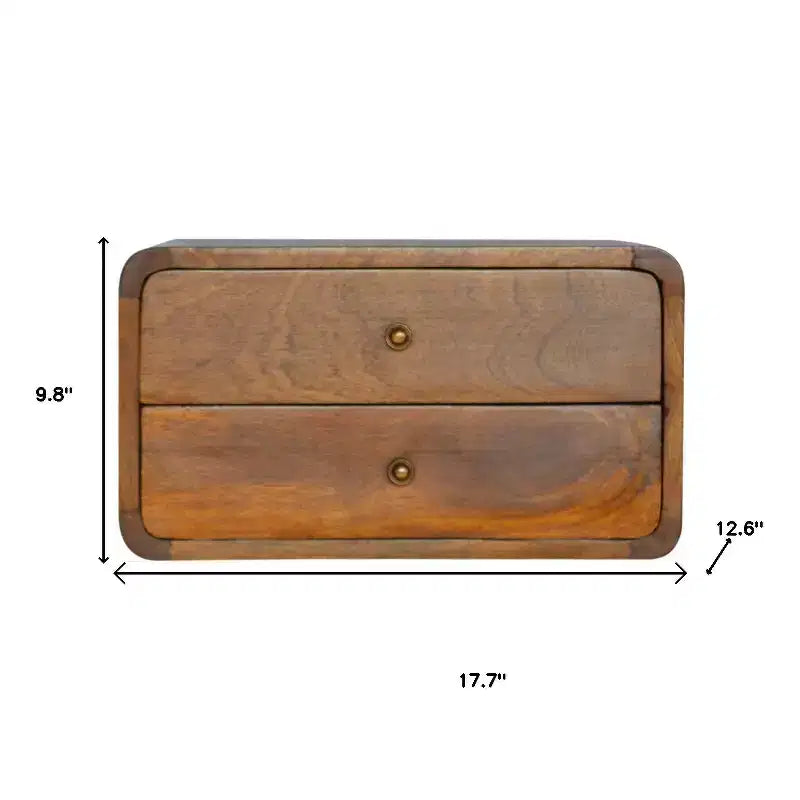 Table de chevet flottante marron en bois massif de 45 cm – Murale, hauteur réglable