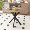Round Modern Dining Table, Minimalist Kitchen & Dining Room Table with Metal Cross Legs, Furniture for Home or Office