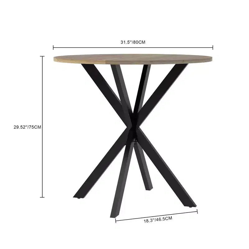 Table à manger ronde et moderne, table de cuisine et de salle à manger minimaliste avec pieds métalliques croisés, meubles pour la maison ou le bureau