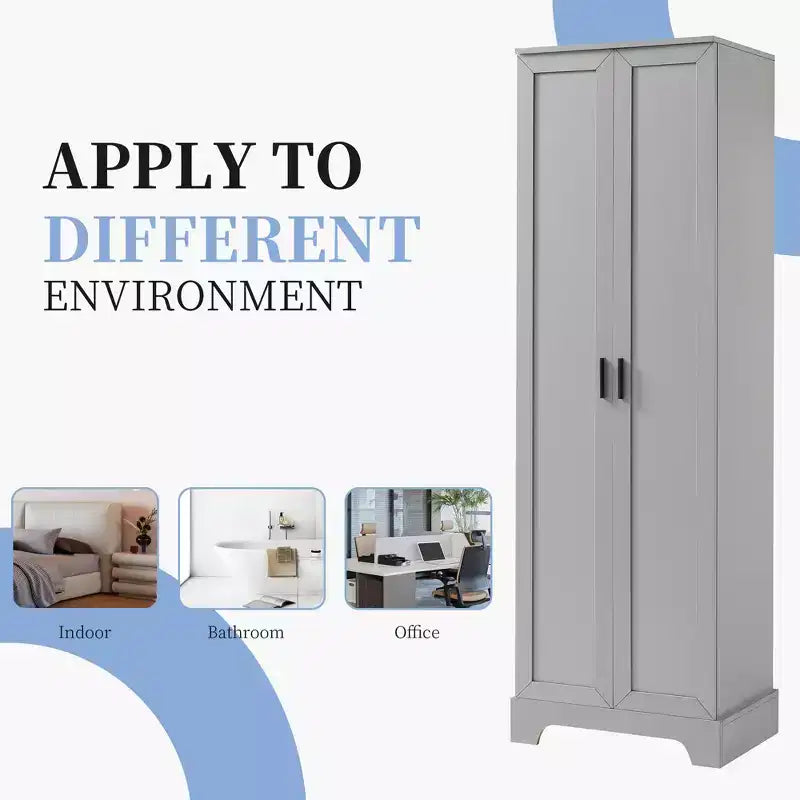 Meuble Colonne de Salle de Bain – 2 Portes, 4 Étagères, Tour de Rangement