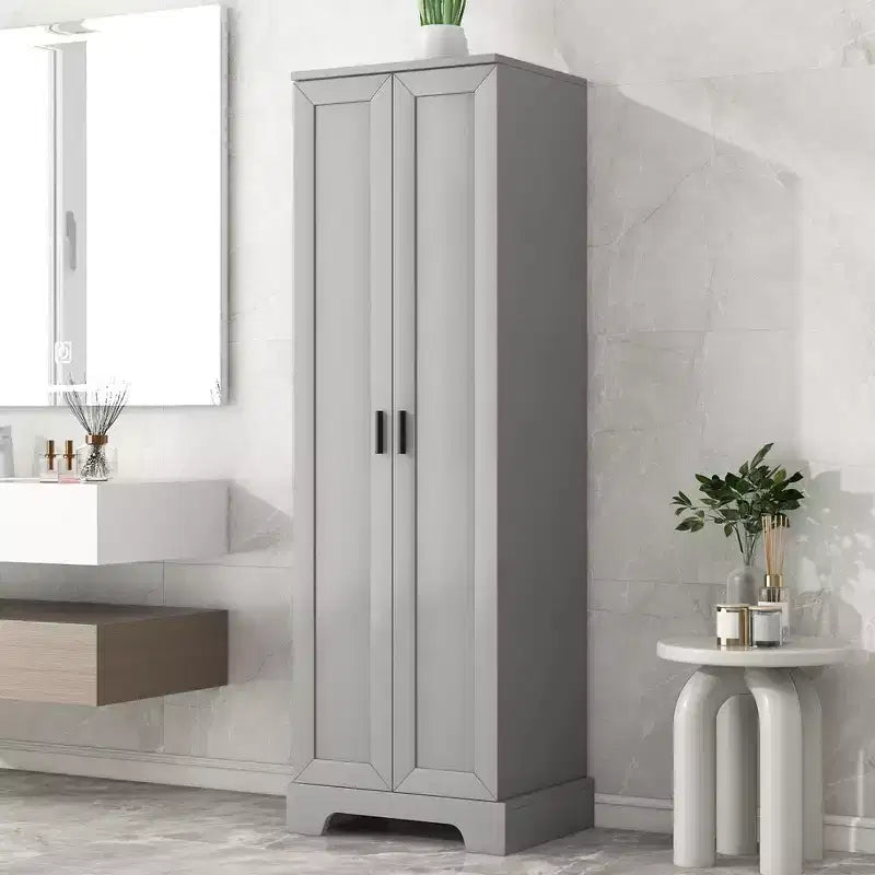 Meuble Colonne de Salle de Bain – 2 Portes, 4 Étagères, Tour de Rangement
