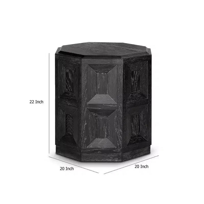 Table d'appoint rectangulaire – Bois d'hévéa noir, 20 pouces