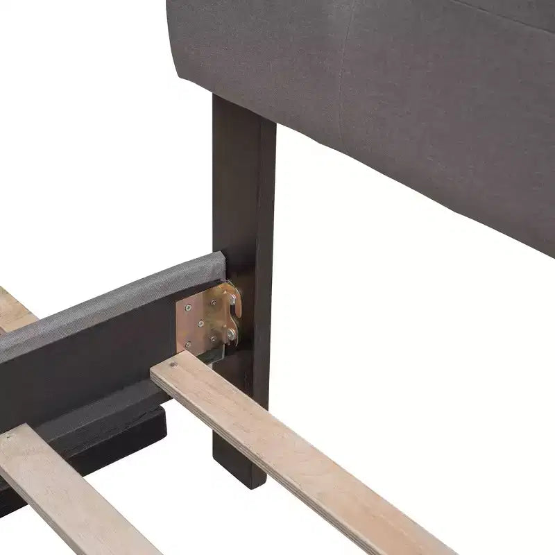 Lit plateforme rembourré Queen Size avec lit gigogne Twin XL, cadre de lit Queen en bois de lin 2 tiroirs pour chambre à coucher