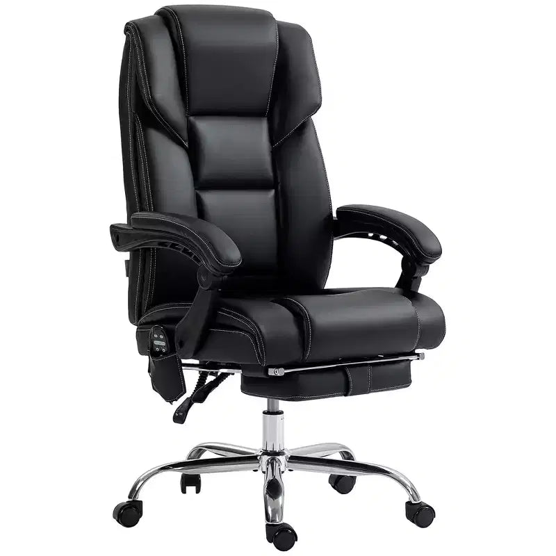 6 Point Vibration Massage Office Chair with Heat, PU Leather Computer Chair with Adjustable Height Reclining Back