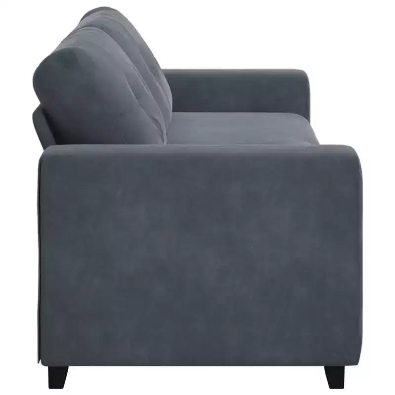 Canapé 3 places en velours – Noir, 180 cm de large, coussins en mousse moelleuse, style moderne