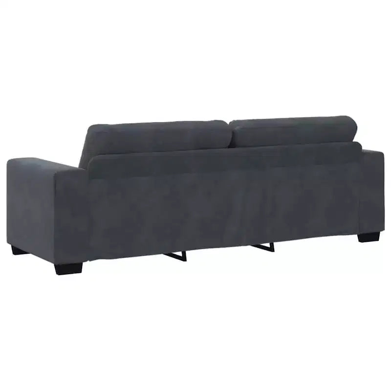 Canapé 3 places en velours – Noir, 180 cm de large, coussins en mousse moelleuse, style moderne