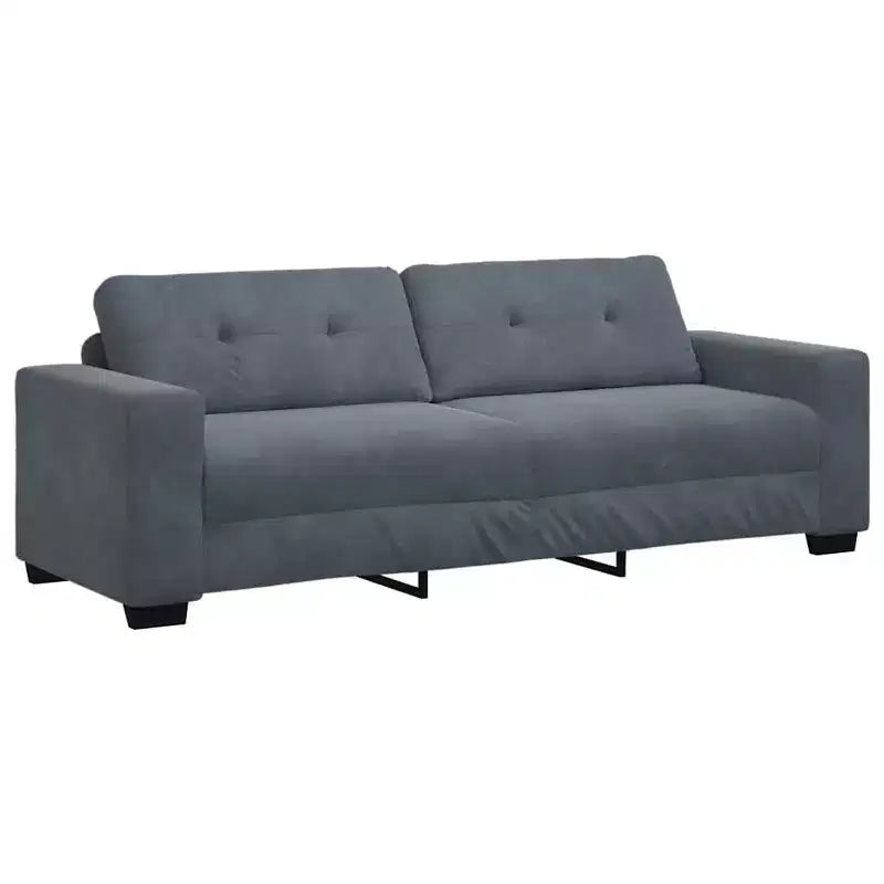 Canapé 3 places en velours – Noir, 180 cm de large, coussins en mousse moelleuse, style moderne