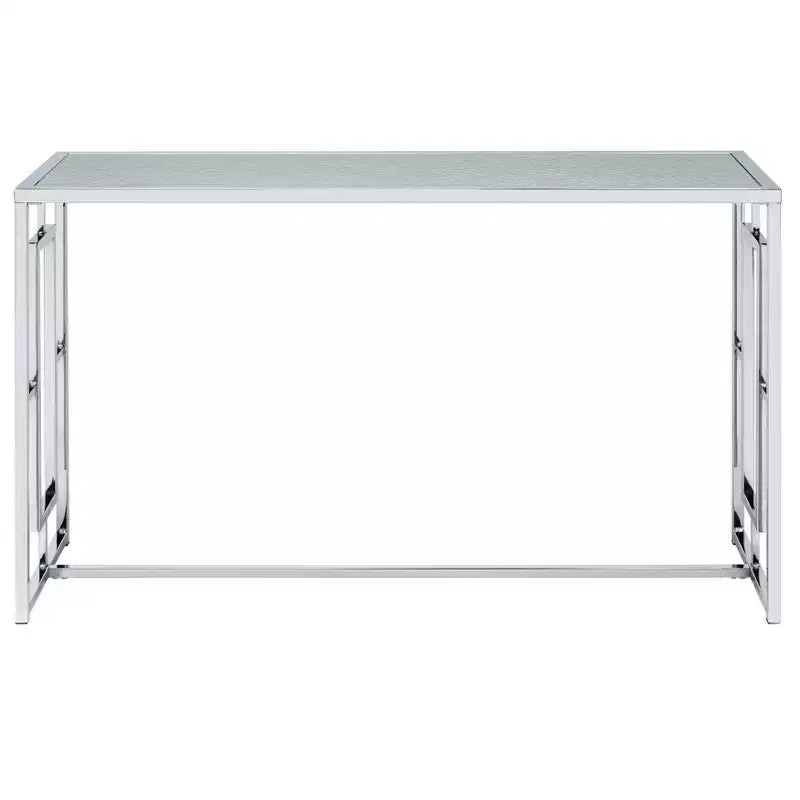 Console rectangulaire Glam – Structure chromée et plateau en verre trempé, 122 cm