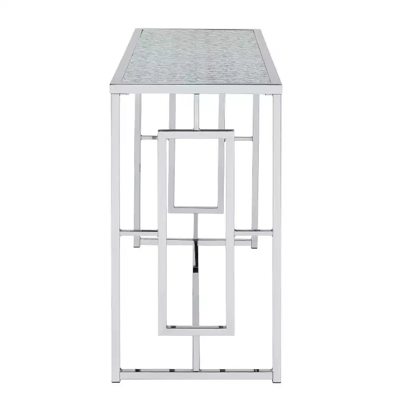Console rectangulaire Glam – Structure chromée et plateau en verre trempé, 122 cm