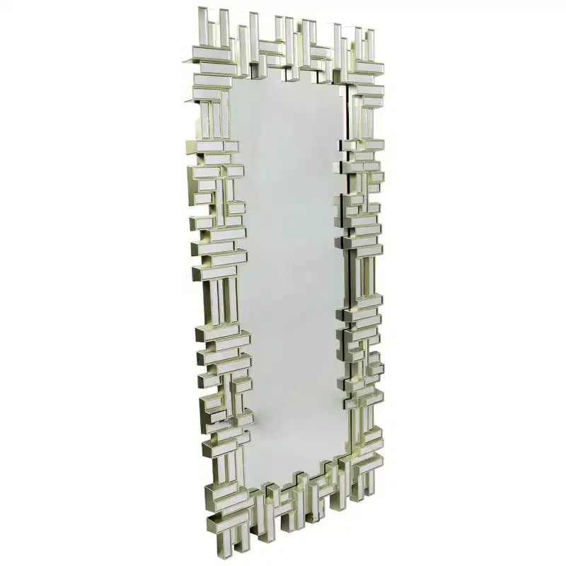 Miroir mural géométrique rectangulaire 47" couleur Champagne – Décoration moderne