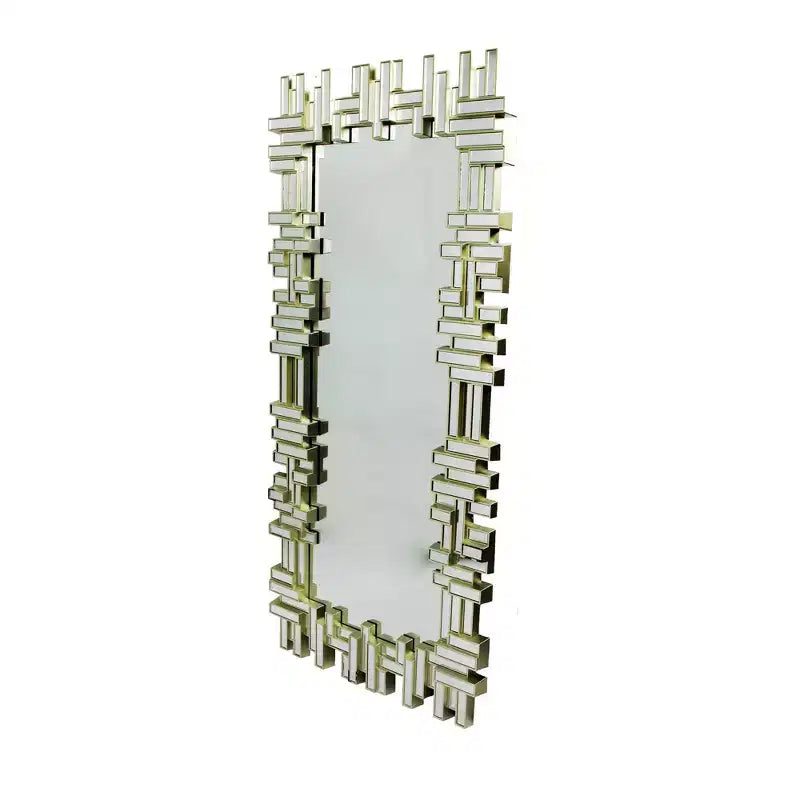 Miroir mural géométrique rectangulaire 47" couleur Champagne – Décoration moderne