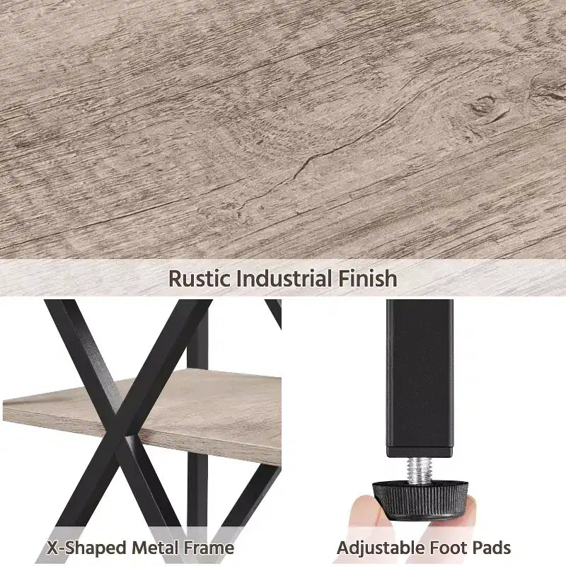 Table d'appoint à 3 niveaux – Structure métallique en X, 3 étagères, style industriel