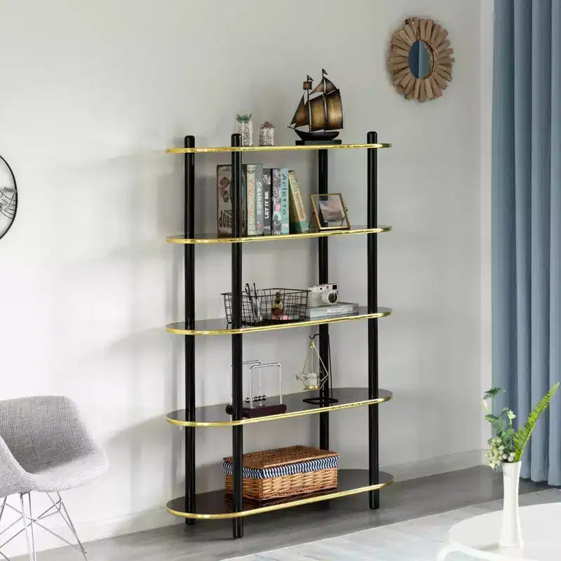 Étagère ouverte à 5 niveaux – Style classique contemporain, bibliothèque étagère de 150 cm
