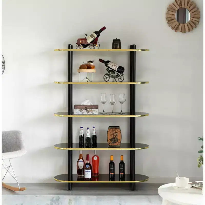 Étagère ouverte à 5 niveaux – Style classique contemporain, bibliothèque étagère de 150 cm