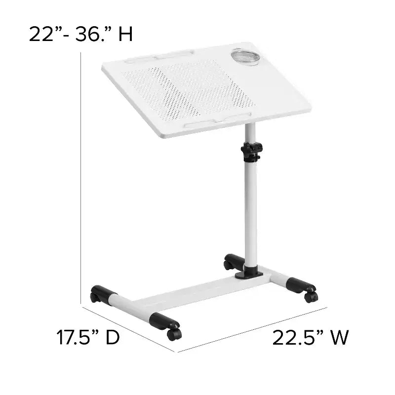 Bureau d'ordinateur mobile à hauteur réglable – Structure en acier, rotation à 360°, surface ventilée