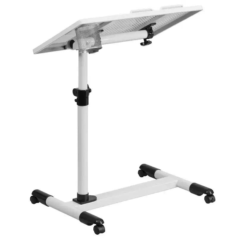Bureau d'ordinateur mobile à hauteur réglable – Structure en acier, rotation à 360°, surface ventilée