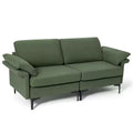 Costway Modern Loveseat Fabric 2-Seat Sofa Couch for Small Space w/Metal Legs Army