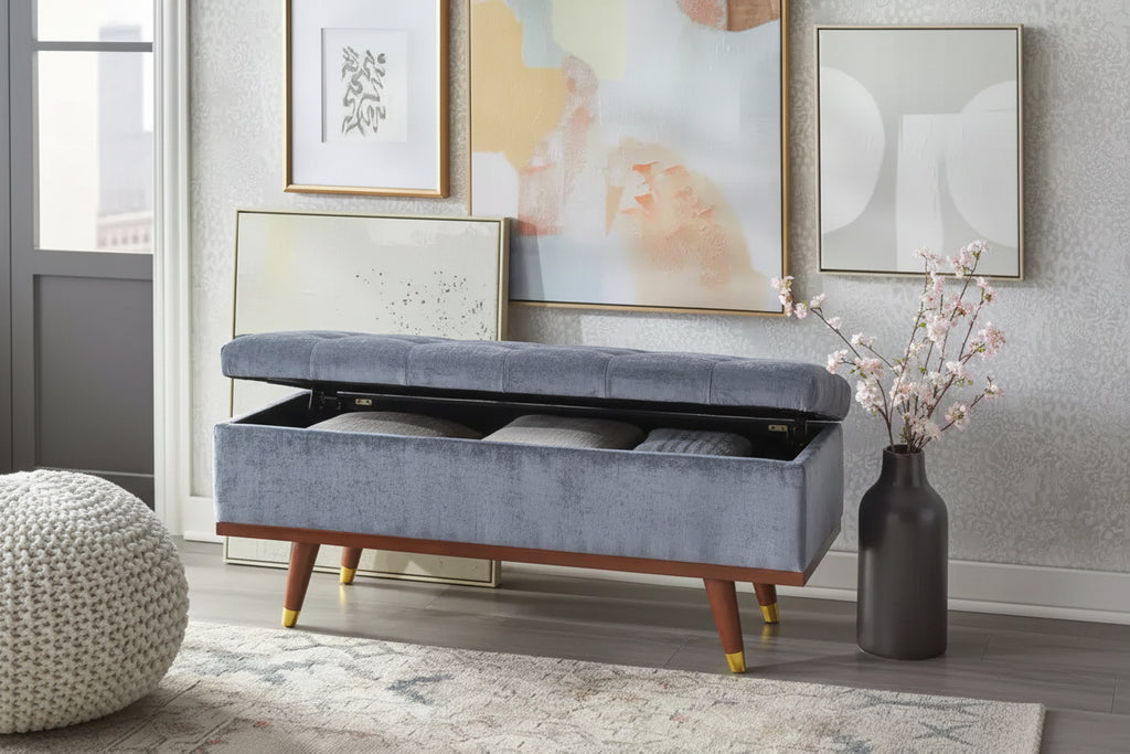Tate Storage Ottoman/Bench Chenille - angelo:HOME
