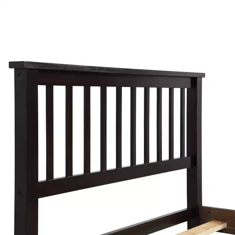 Lit plateforme double en bois avec tête et pied de lit