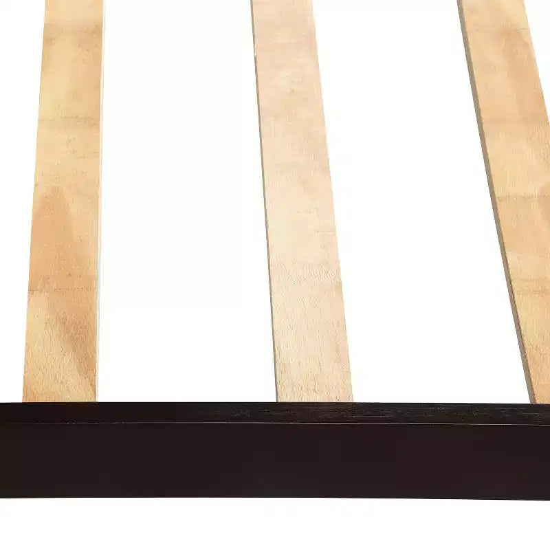 Lit plateforme double en bois avec tête et pied de lit