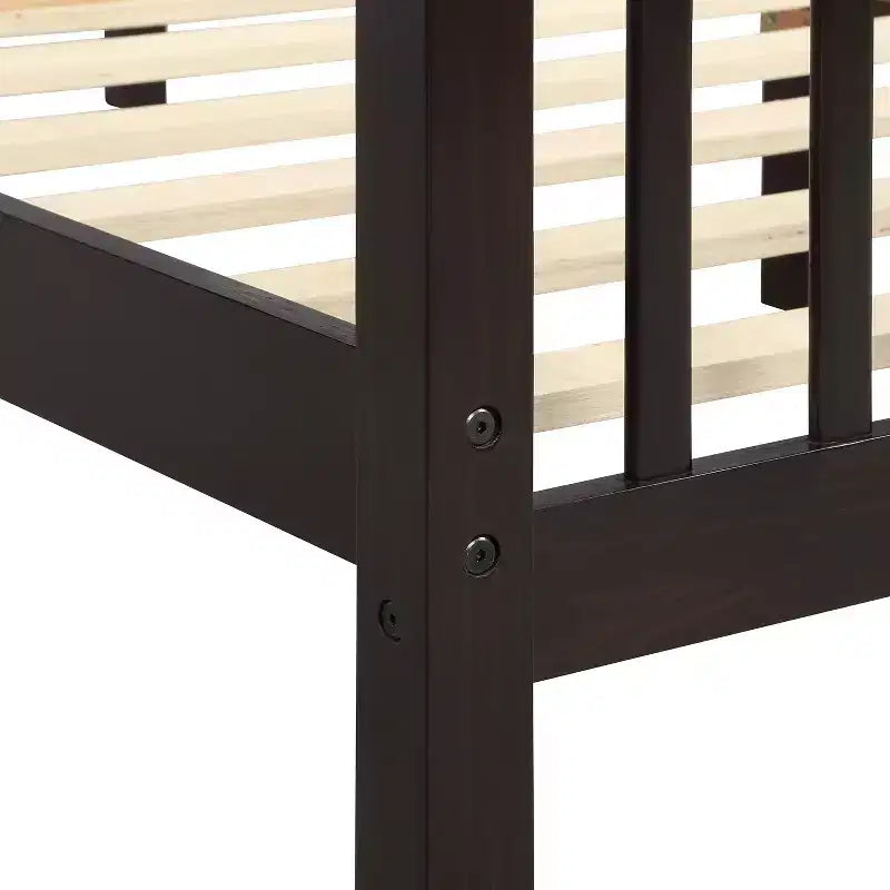 Lit plateforme double en bois avec tête et pied de lit