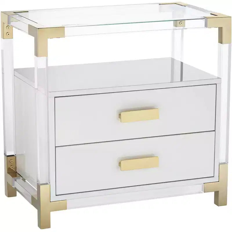 Studio 55D Abby 23 1/2 Wide White and Gold Acrylic Accent Table